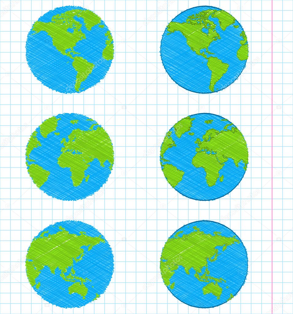 Doodle earth globes set