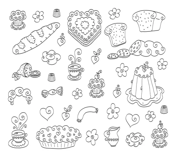 Doodle food set — Stock Vector