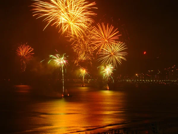 Fireworks on the sea Stock Photo