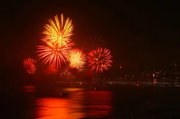 Fireworks on the sea Stock Photo