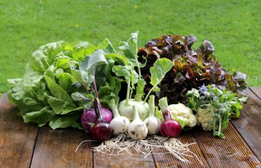 Fresh vegetables table clipart