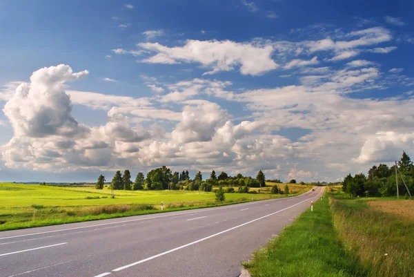Rural road on sunny summer day — Stock Photo, Image