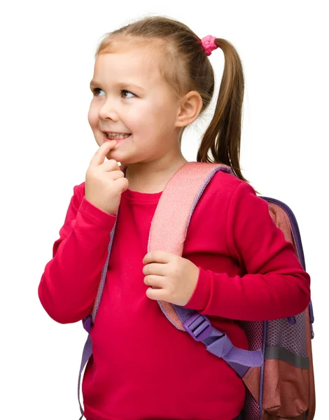 可爱的小女生背包的肖像 — 图库照片