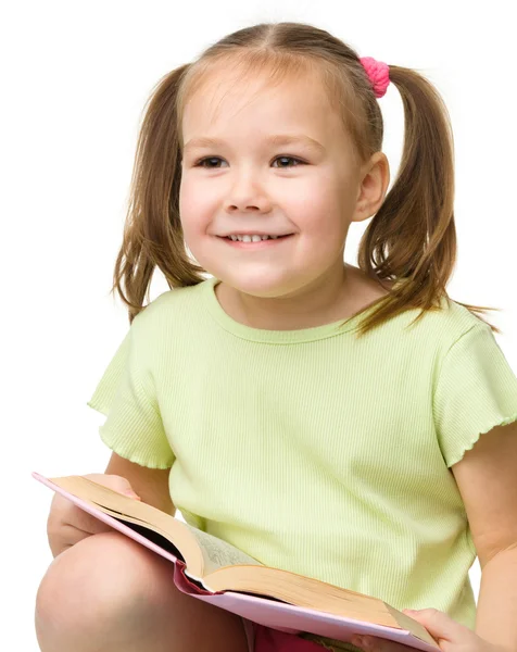 Cute dziewczynka z książki — Zdjęcie stockowe