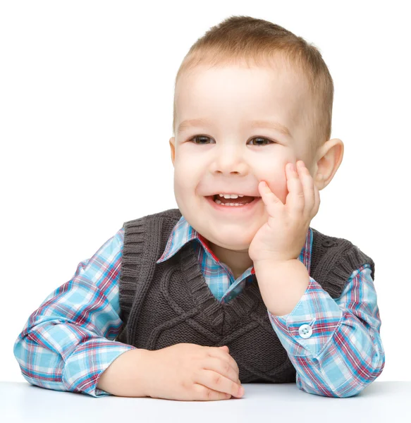 かわいい、幸せな男の子の肖像画 — ストック写真