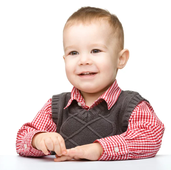 Egy aranyos, vidám kisfiú portréja — Stock Fotó