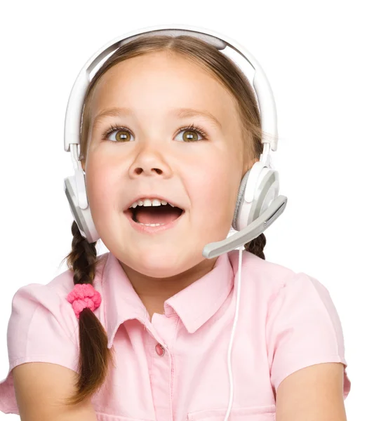 Young girl is working as an operator at helpline — Stock Photo, Image