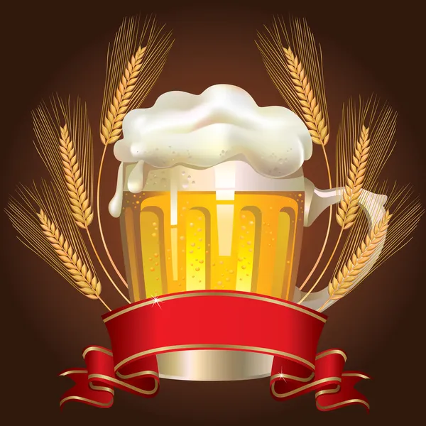 Pohár búza sör — Stock Vector