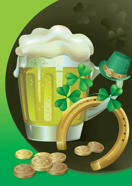 St. Patrick zelený pivo — Stockový vektor