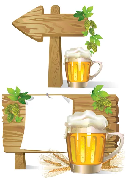 Bier-Holzschild — Stockvektor