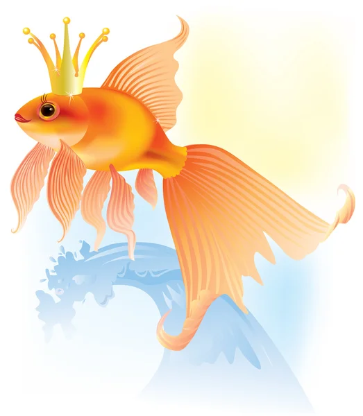 Золотая рыбка в короне — стоковый вектор