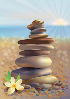 Spa stones and white flower clipart