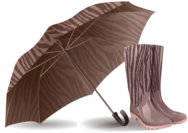 Paraply och gummi stövlar — Stock vektor