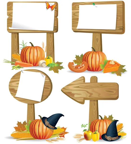 Wooden sign boards Thanksgiving — Stock Vector
