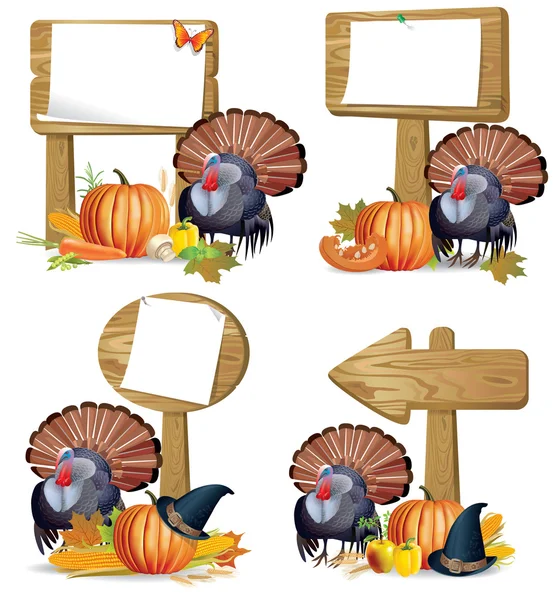 Thanksgiving turkey board — Stock Vector