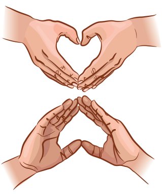 Hands show the shape of the heart clipart