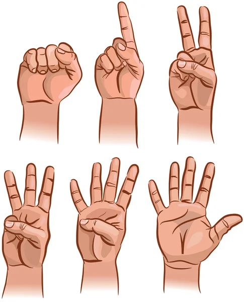 Числа на пальцах — стоковый вектор