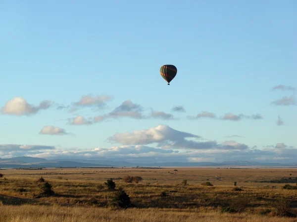 在大草原上的热气球 — 图库照片