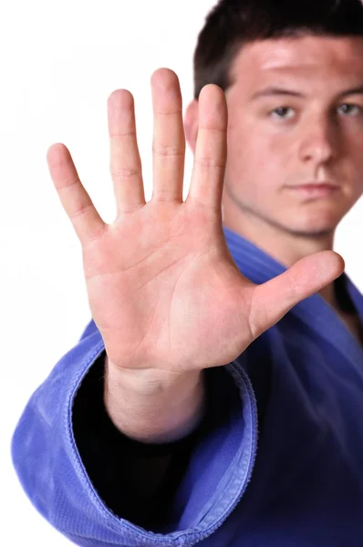 Karate ember vet egy fehér háttér — Stock Fotó