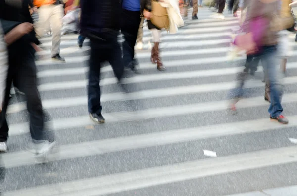 Crowd on zebra crossing street — Stock Photo, Image