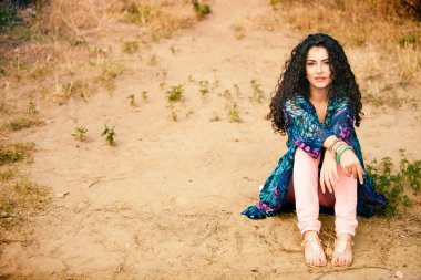 Curly hair woman clipart