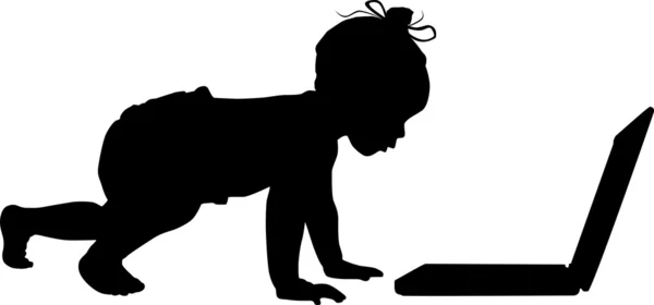 stock vector Baby and computer