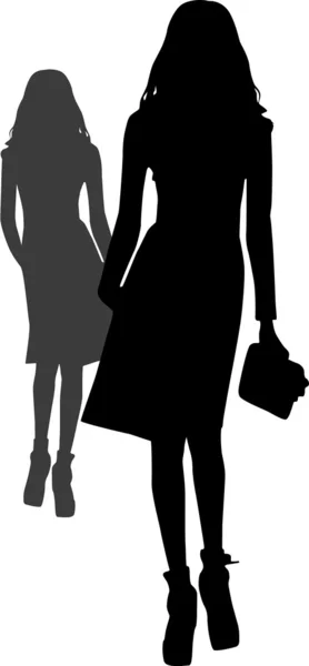 Silhouette ragazze di moda — Vettoriale Stock