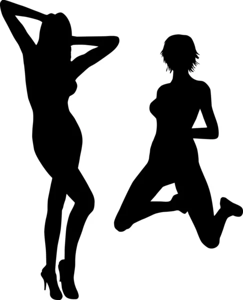 Silhouettes ของ เซ็กซี่ ผู้หญิง — ภาพเวกเตอร์สต็อก