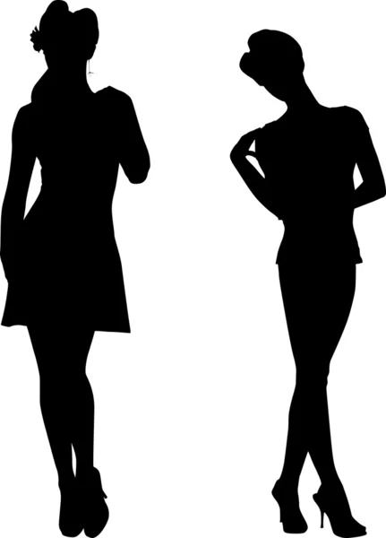 Silhouettes de filles de la mode — Image vectorielle