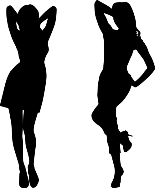 Silhouettes of fashion girls — Stock Vector
