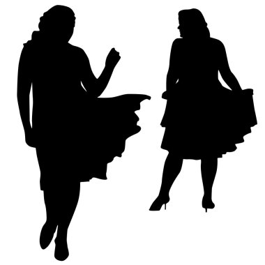 Silhouettes of fat women clipart