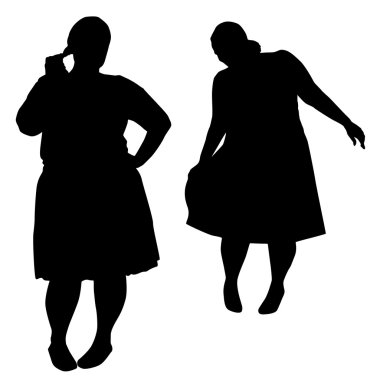 Silhouettes of fat women clipart