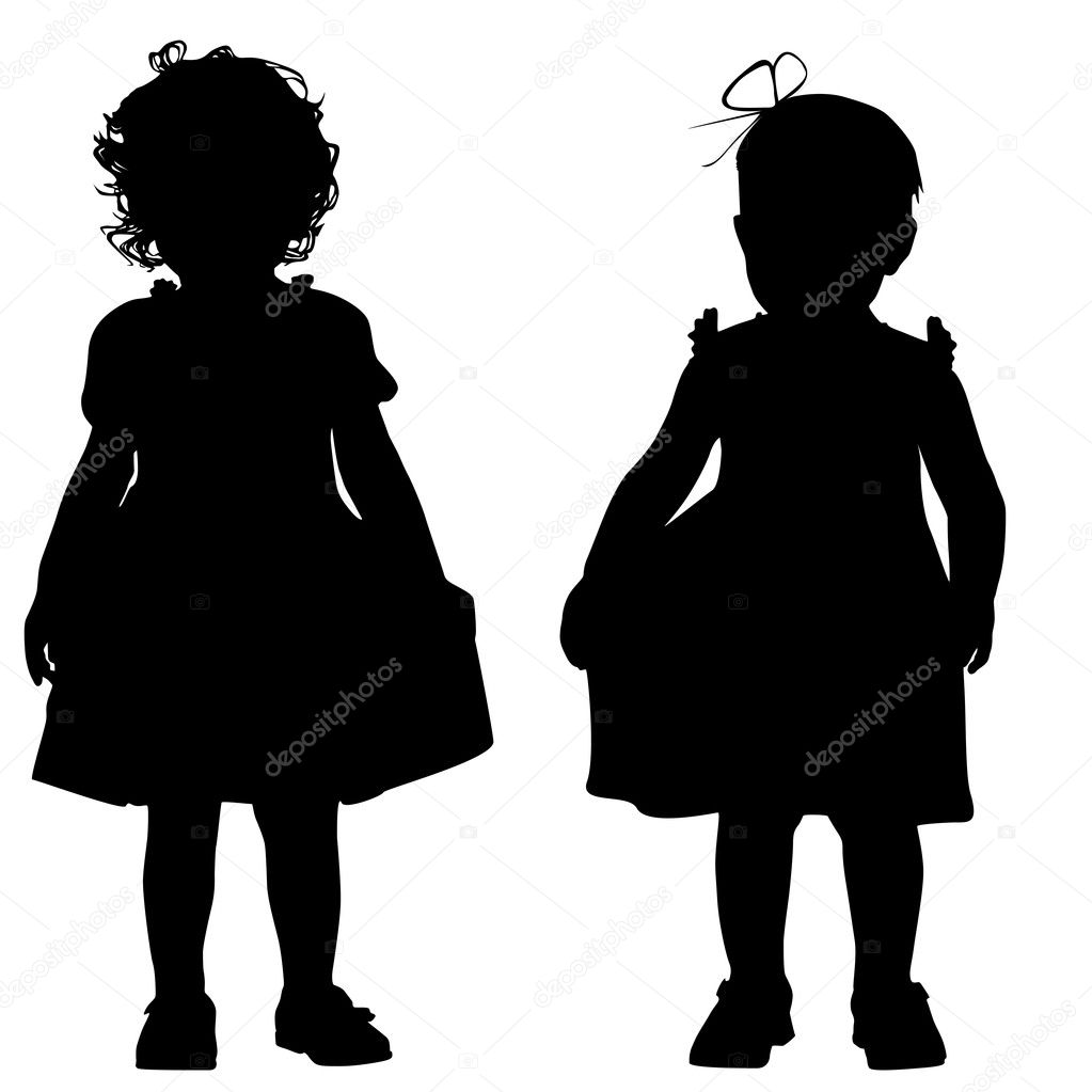 two little girls silhouette
