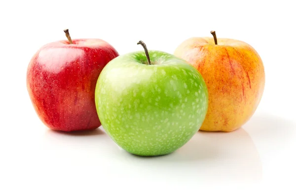 Manzanas verdes, amarillas y rojas — Foto de Stock