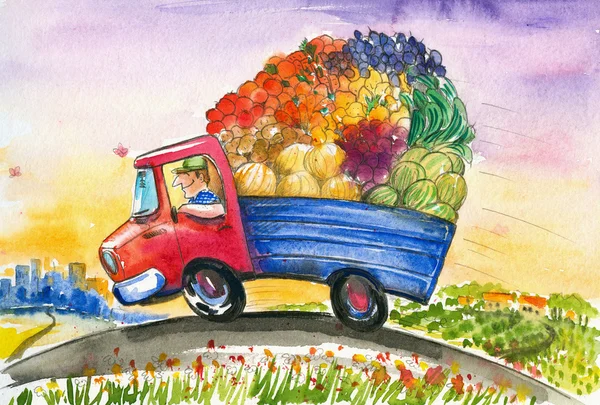卡车与蔬菜 — 图库照片