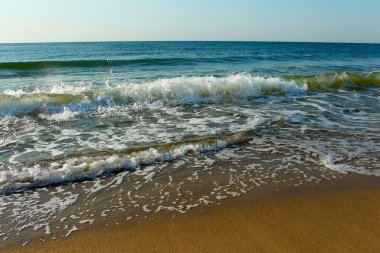 Karadeniz (Ukraine) kıyısında yaz güneşli bir günde sörf