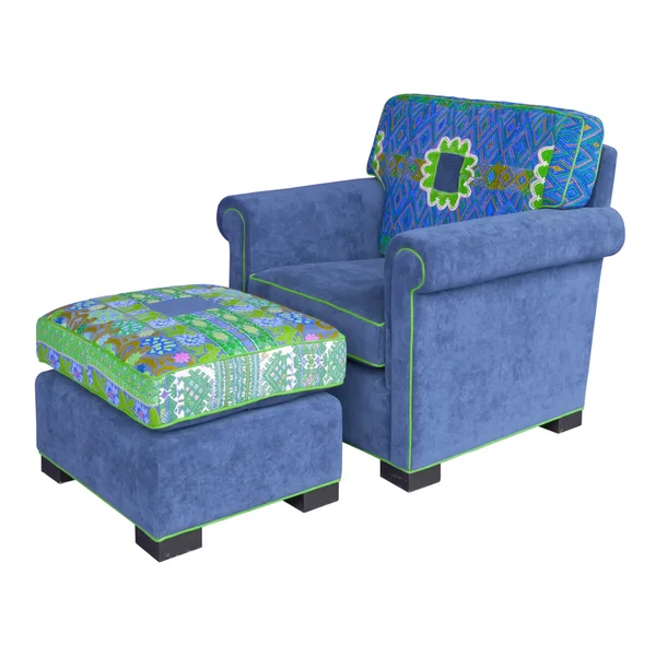 Кресло и стул из голубой ткани — стоковое фото