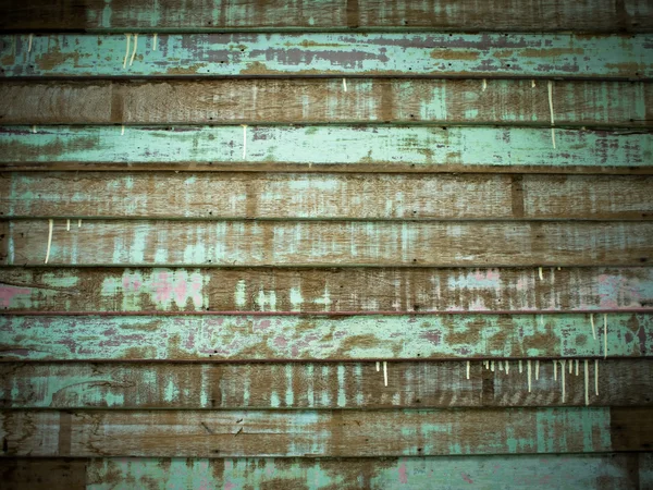 Zöld régi repedt fa deszka fal vízszintes — Stock Fotó