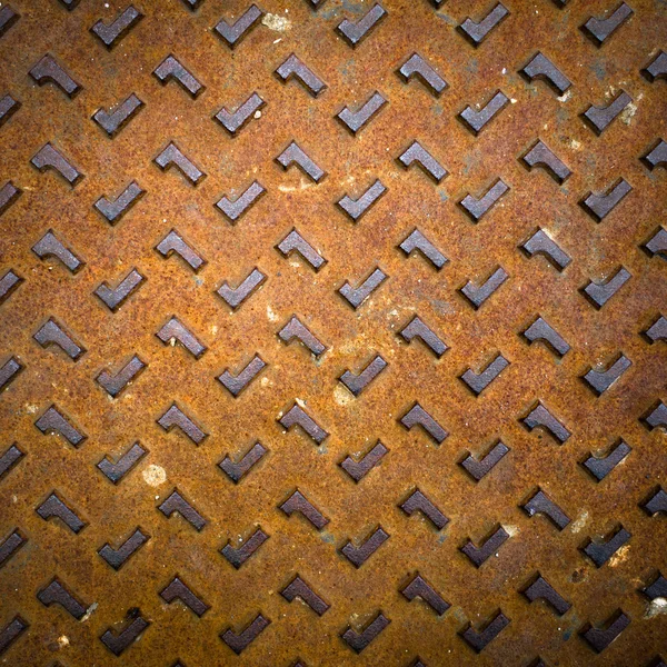 Grunge Rusty Plaque de plancher en acier — Photo