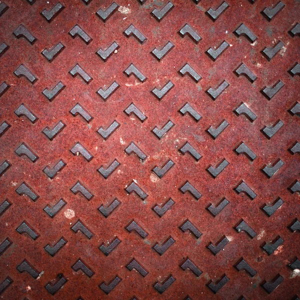 Grunge rojo oxidado placa de piso de acero —  Fotos de Stock