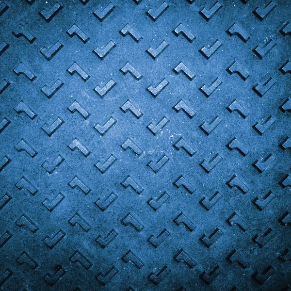 Placa de piso de aço enferrujado Grunge azul — Fotografia de Stock