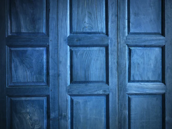 Textuur van blauwe kleur teak houten deur — Stockfoto