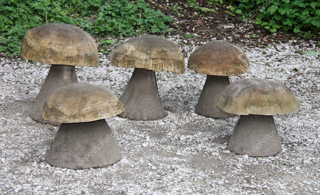 Wooden Mushroom Seats. — Stock Photo © daseaford #11574220