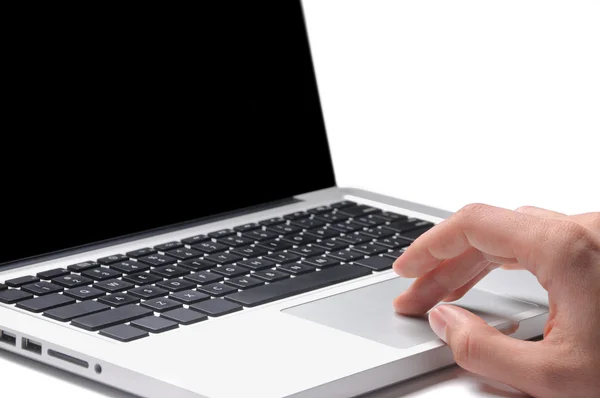 Strony i laptopa na białym tle — Zdjęcie stockowe