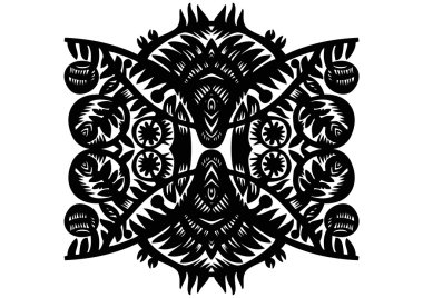 Black decorative pattern with flowers clipart