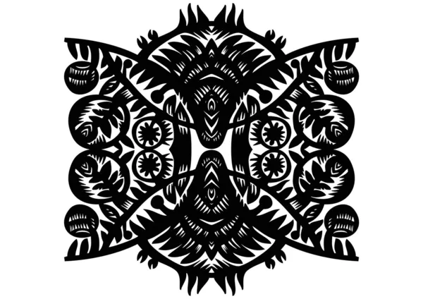 Patrón decorativo negro con flores — Vector de stock