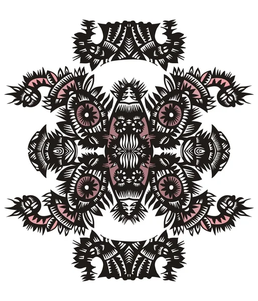 Motif décoratif vertical avec fleurs et poissons — Image vectorielle