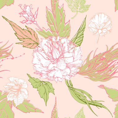 Exotic flowers seamless pattern clipart