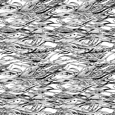 Seamless wave hand-drawn pattern, waves background (seamlessly tiling). clipart