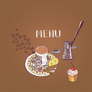 Cover the menu card or banner on the subject of coffee. Font look at my portfolio. clipart